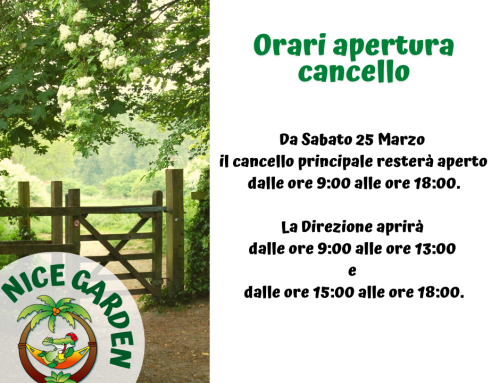 Orari Cancello Ingresso Principale da Sab. 25-03-2023